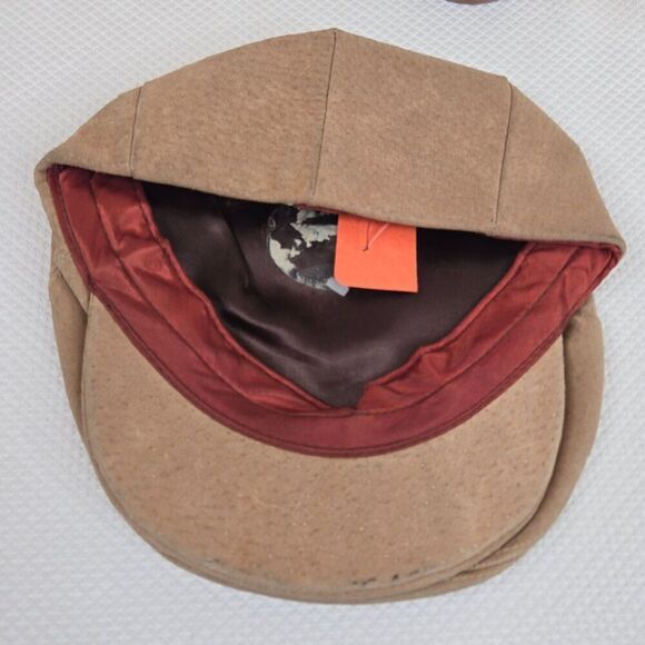 Vintage 70s Brown Flat Cap Suede Cabbie Newsboy Mens Size M  NEW - Picture 5 of 7